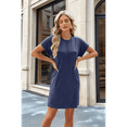 thumbnail image 4 of Womens Summer T Shirt Dress Casual Cap Sleeve Crewneck Loose Shift Mini Dresses Navy Blue S, 4 of 7