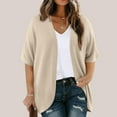 thumbnail image 2 of Ltctricy Women's Plus Size Cardigans Spring Summer Short Sleeve Open Front Textured Lightweight Cardigan Casual Loose Cover Ups, 2 of 7