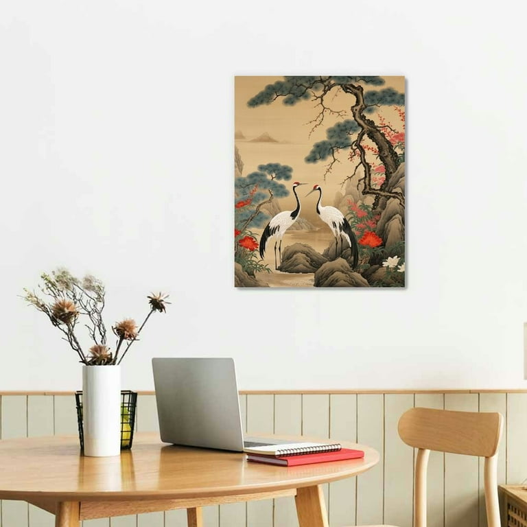アート・デザイン・音楽 Japanese Animation: From Painted Scrol Japanese Landscape #4, Japanese vertical print, Pagodas
