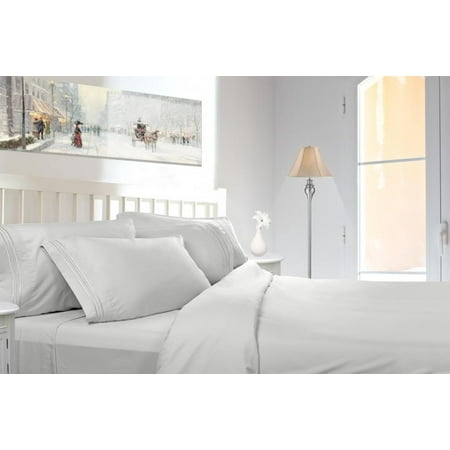 Clara Clark 1800 Series Deep Pocket 5pc Bed Sheet Set Split King Size White