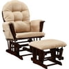 Baby Relax Harbour Glider Rocker and Ottoman Espresso with Beige Cushions