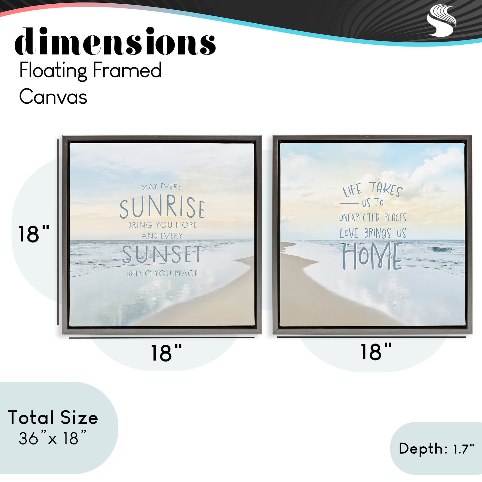 Stupell Industries Beautiful Beach Inspirations 2 Piece Gray Framed Floater Canvas Set, design by Natalie Carpentieri