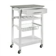 thumbnail image 5 of Linon Neyrey Mobile Kitchen Island, White Finish with Gray and White Speckled Granite Top, 5 of 13