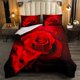 thumbnail image 1 of Floral Juego de Cama Twin Size,Ombre Negro Rojo juego de cama para Niñas Mujeres, 1 of 5
