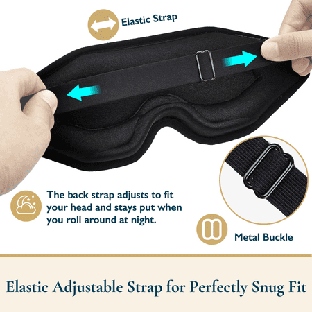 ComfiTime 3D Sleep Mask for Women, Men & Kids, 100% Blackout Weighted Eye Mask for Sleeping , Memory Foam Sleeping Eye Covers for Adult, Contour Blindfold Eye Blinder, Night Mask w/ Nose Baffle,Black