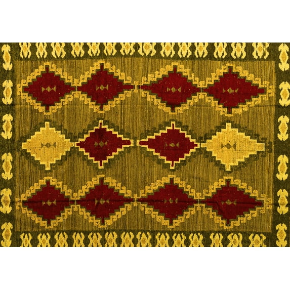 Ahgly Company Indoor Rectangle Abstract Yellow Modern Area Rugs, 2' x 5'