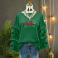 thumbnail image 4 of Christmas Trendy Sweatshirts for Women Ruffle Pleated Long Sleeve Oversized Crewneck Pullover Holiday Tops (XL, Green #A), 4 of 7