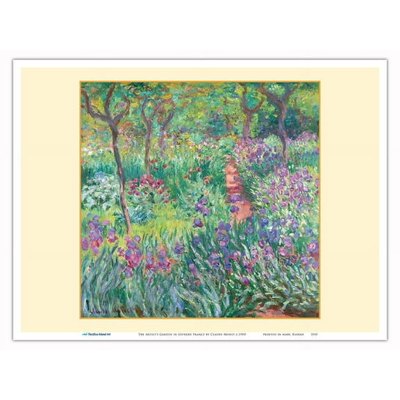 The Artist’s Garden in Giverny France - From an Original Color Painting by Claude Monet c.1900 - Master Art Print (Unframed) 9in x 12in