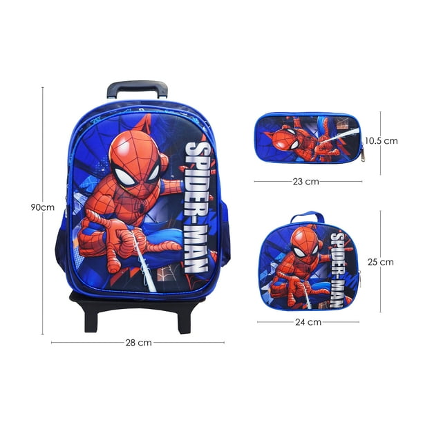 Mochila personajes SPIDERMAN Lonchera Lapicero Con carrito 4 piezas Walmart en linea