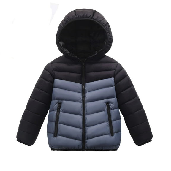 RUTAYY Teen Boys Puffer Jacket Winter Down Coat with Contrast Sleeves Warm Quilted Outerwear Windproof Cold Weather Fashion Travel Coat