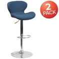 thumbnail image 3 of Flash Furniture Denville 2 Pack Contemporary Blue Fabric Adjustable Height Barstool with Curved Back and Chrome Base, 3 of 13