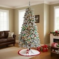 thumbnail image 3 of BeesClover 6/7 Ft Snow Flocked Pre-Lit Xmas Tree, Realistic PE Branches, 200 Multi-Color Lights, Full Christmas Tree with Sturdy Metal Stand, 3 of 8