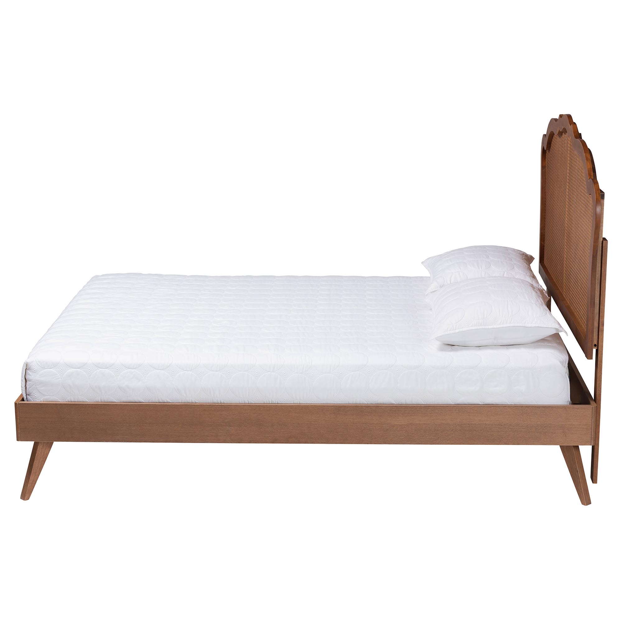 Baxton Studio Aithan Mid-Century Platform Bed, King, Walnut Brown