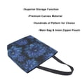 thumbnail image 3 of Open Top Canvas Tote Bag with Zipper Reusable Shopping Bag 13.5x15" Roomy Carryall Deep Blue Flower, 3 of 9