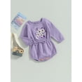 thumbnail image 3 of Bagilaanoe Newborn Baby Girl Knit Jumpsuits Flower Embroidery Long Sleeve Bodysuits 6M 12M 18M 24M Infant Ribbed One Piece Romper, 3 of 8