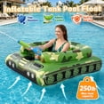 thumbnail image 3 of Teblint Inflatable Tank Pool Floats Adults - Large Pool Floaties Swimming Pool Tank with Water Cannon Blaster Swim Floaty Rafts Lake Beach Party Water Toys for Adults Green, 3 of 8