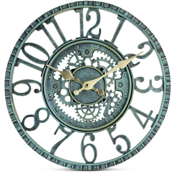 Vintage Wall Clock - Classic, Rustic-Style Indoor & Outdoor Decorative Watch For Garden, Home, Office, Living Room & Bedroom - Weatherproof Resin Material, Battery-Operated - 30X30X4CM
