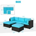 thumbnail image 2 of Gymax 5PCS Rattan Patio Conversation Set Outdoor Furniture Set w/ Ottoman Cushion, 2 of 10