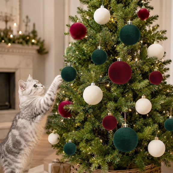 Yastouay 23Pcs Christmas Balls Ornaments Set Red Green White Christmas Decorations for Home Party Holiday Decor