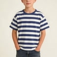 thumbnail image 2 of Zpanxa T-Shirts pour Garçons à Rayures Col Rond Manches Courtes T-Shirt d'Été Décontracté Manteau Haut en Coton 2-3 Ans, 2 of 7