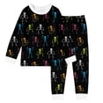 thumbnail image 2 of BOOMNY Halloween Girls 2 Peice Pajamas Sets Hallowmas Skeleton Graphic Long Sleeve Sleepwear Tops Pants Pjs Set for Kids Cozy Loungewear Homewear, 2 of 3
