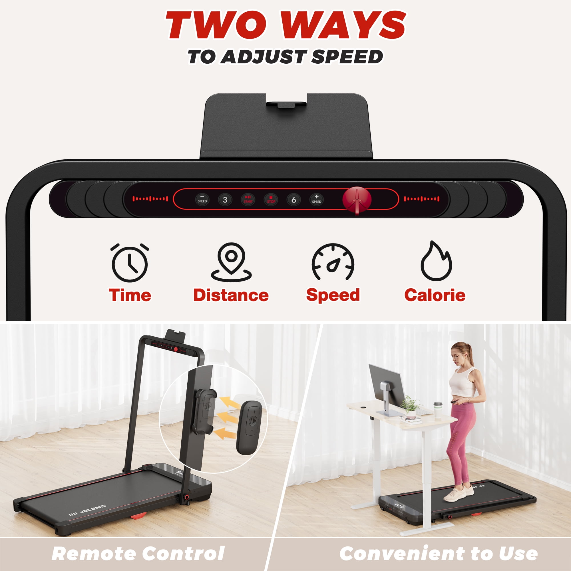 FORGEMUS 2 in 1 Treadmill, 2.5HP Walking Pad Folding Treadmill with Remote Control and LED Display, Portable Under Desk Treadmill for Home Office with 265lbs Weight Capacity