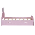 thumbnail image 5 of Twin Size Wood Platform Bed with Cartoon Ears Shaped Headboard and Trundle, Wood Platform Bed Frame with Headboard(Pink, Twin), 5 of 9