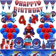 thumbnail image 2 of Decoración de cumpleaños de Spiderman, suministros para fiestas, vajilla desechable, vasos de papel, platos, telón de fondo, pancarta, mantel, baby shower para niños, 2 of 5