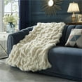 thumbnail image 4 of Posh Living Tristin 50"x60" Stitched Faux Fur Soft Fabric Throw in Cream/White, 4 of 10
