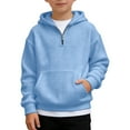 thumbnail image 2 of MAIHAN Boys Quarter Zip Hoodies,Waffle Knit Kids Long Sleeve Hooded Sweatshirts Pullover Tops Clothes Soft Casual Athletic Top for Kids(Light Blue,7-8 Years), 2 of 4