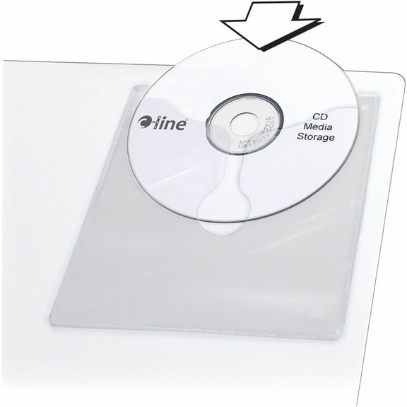 C-Line 70568 1 Disc Capacity Self-Adhesive CD Holder - Clear (10/Pack)
