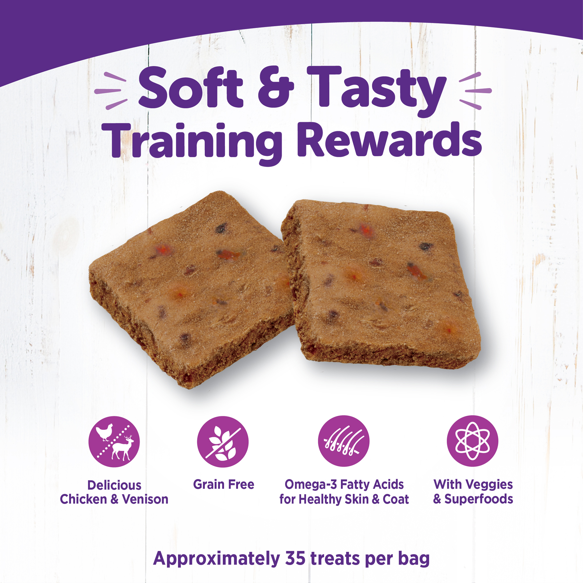 Wellness Rewarding Life Soft & Chewy Dog Treats, Grain Free, Chicken & Venison, 6 Ounce Bag - image 5 of 10