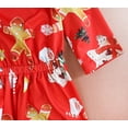 thumbnail image 5 of FANCYINN Women's Backless Christmas Gingerbread Man Print Tunic Dress 1/2 Sleeve Fit and Flare A-line Xmas Cocktail Red Midi Dresses S, 5 of 7