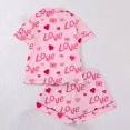 thumbnail image 5 of Valentine's Day Women's 2 Piece Pajamas Set Short Sleeve Button Down Shirt and Shorts Cute Print Sleepwear Pjs Sets S-XXL, 5 of 9