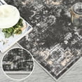 thumbnail image 4 of GlowSol 9' x 12' Washable Rugs for Living Room Bedroom Floral Rug Distressed Vintage Rug Farmhouse Low Pile Non-Slip Floor Cover, Black, 4 of 7