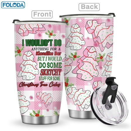1PC Christmas Cookie Tree 20oz Insulated Mug (with Lid),  Stainless Steel Coffee Cup Travel Mug Gift for Women Birthday Gift, Valentine's Day Thanksgiving Christmas New Year Gift Reusable Water Bottl