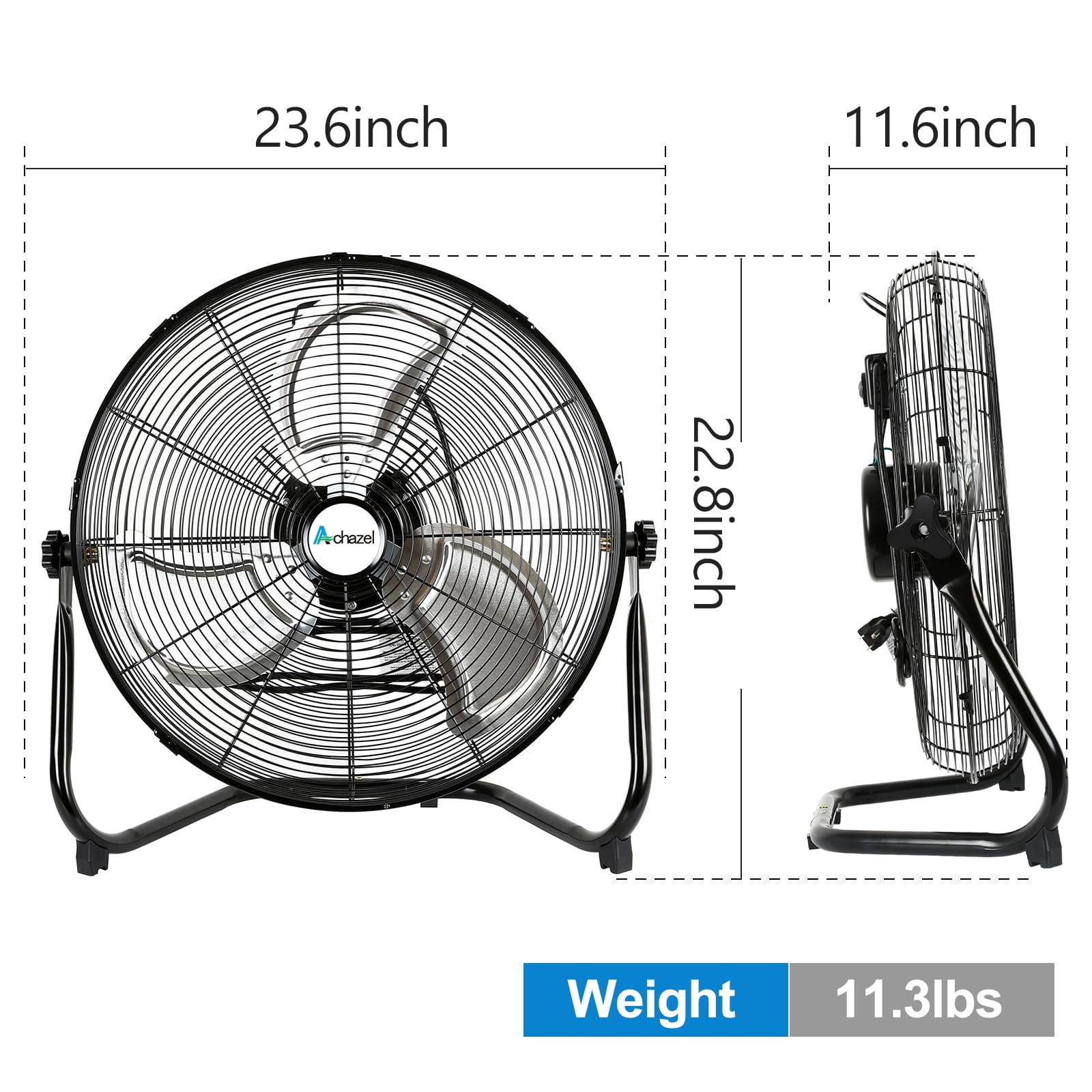 Achazel 20" High Velocity Floor Fan 3-Speed 4650 CFM Industrial Shop Fan Heavy Duty Metal with Wall Mount System for Garage Workshop Commercial Use
