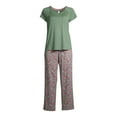thumbnail image 3 of Hanes Women's Short Sleeve Tee Pajama Pant Set, 3 of 6