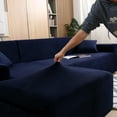 thumbnail image 5 of Eurhowing Sectional Couch Covers L-Shaped Sofa Covers, Velvet Super Stretch 2Pcs Sofa Slipcovers for 3 + 3 Seaters, Softness Corner Couch Cover, Navy Blue, 5 of 11