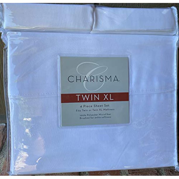 CM Twin XL Extra Long White Microfiber 4 Piece Sheet Set Charisma