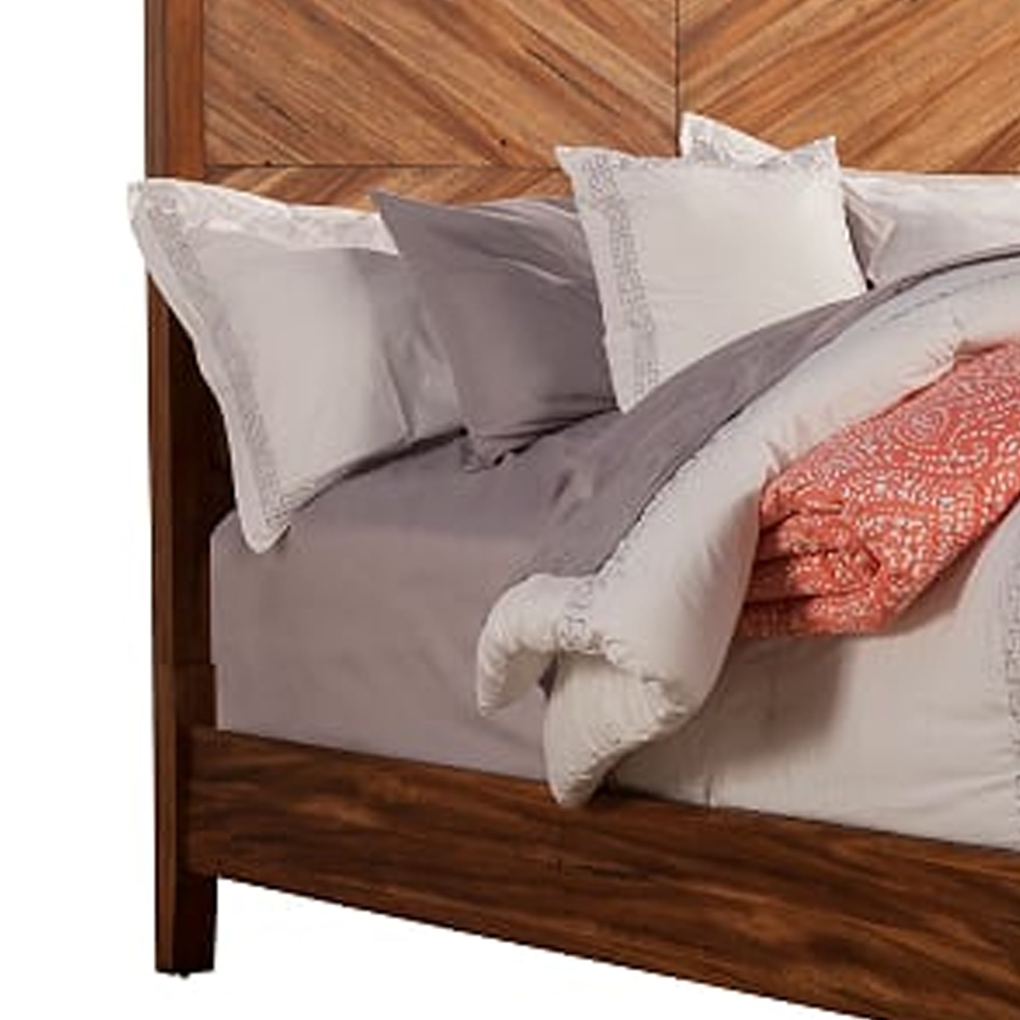 Standard King Size Bed with Parquet Pattern High Headboard