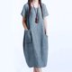 thumbnail image 2 of Vestido suelto ocasional de la vendimia del verano del bolsillo de la manga del cortocircuito del Romacci Vestido, 2 of 7