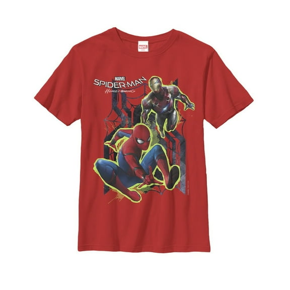 Boy's Marvel Spider-Man: Homecoming Iron Man Team  Graphic Tee Red Medium