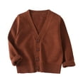 thumbnail image 1 of Splozh Cardigan Jacket Girls Sweater Comfortable Soft Warm Knitted Fashionable Solid Color Cardigan Sweater Brown,2-3 Years, 1 of 6