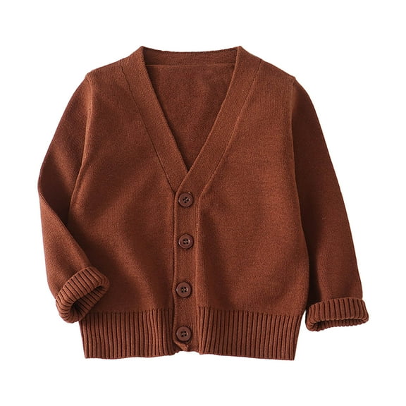 KEXE Sweaters For Girls Girls Sweaters Size 7-8 Girls Cardigan Sweaters School Uniform Sweater V Neck Button Front Outerwear Brown 12-18 Months
