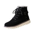 thumbnail image 2 of Viluyesy Womens Mid Calf Snow Boots, Faux Fur Lined Thick Sole Anti-Slip Lace Up Winter Suede Warm Boots Black US5.5, 2 of 9