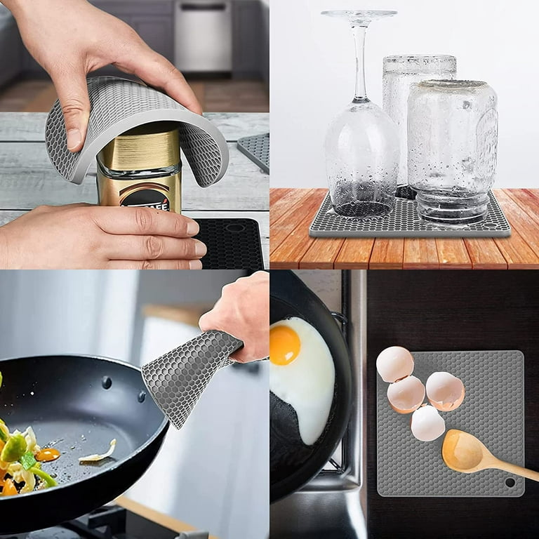  Silicone Trivet Mats, Pot Holders, Hot Pads, Non-Slip Mat,  Spoon Holder, Jar Opener Multipurpose Kitchen Potholders, 4 Pack(Green):  Home & Kitchen