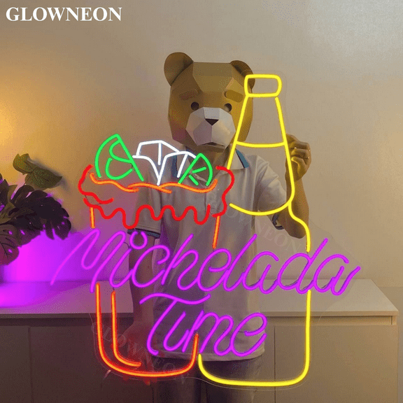 GLOWNEON Michelada Time Neon Sign, Mexican Michelada Cocktail Decor
