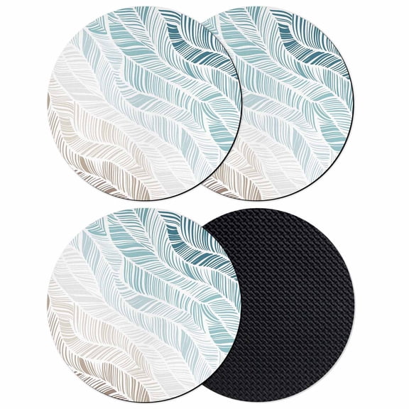 Ombre Brown Blue Coasters Set of 4, Absorbent Coasters for Drinks, Summer Coastal Ocean Sea Beach Wave Coaster for Desk Coffee Table Protection, Home Decor House Warming Gifts 4"