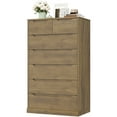 thumbnail image 6 of Homfa Vertical 7 Drawer Dresser, 51.3 in Tall Wood Storage Cabinet with Upgraded Stable Base for Bedroom Living Room, Rustic Brown, 6 of 7